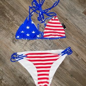 LA Hearts American Flag Bikini